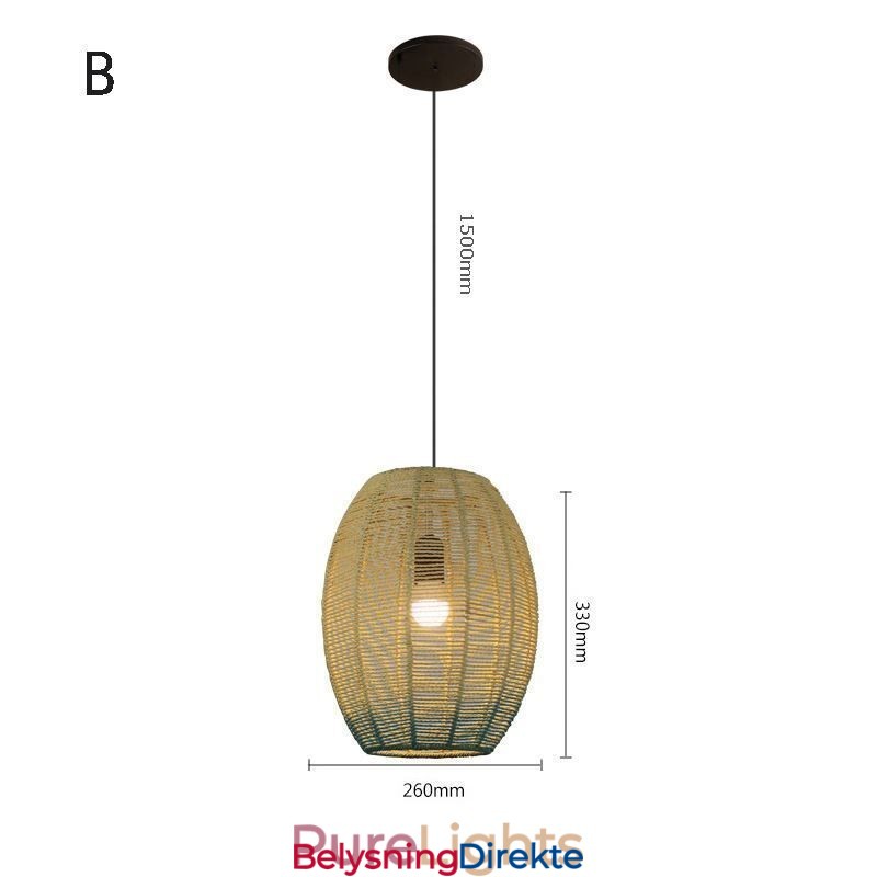 Papirsnor-Anhengslampe I Landlig Retro-Stil Med Gradientblå Taklampe