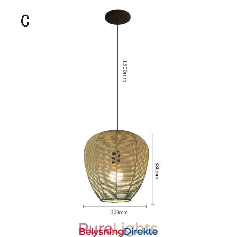 Papirsnor-Anhengslampe I Landlig Retro-Stil Med Gradientblå Taklampe