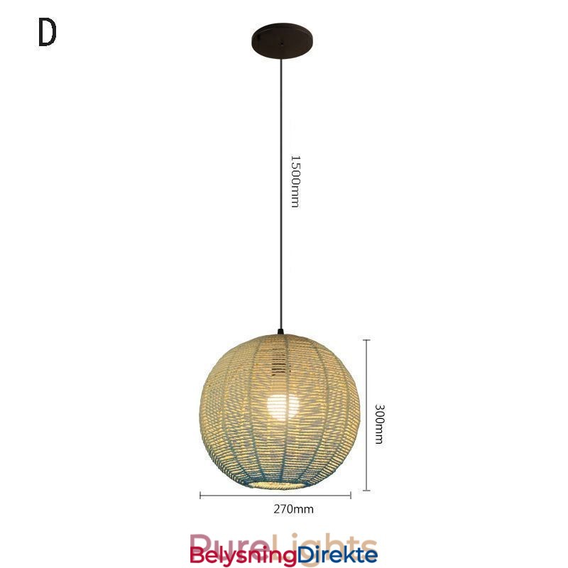 Papirsnor-Anhengslampe I Landlig Retro-Stil Med Gradientblå Taklampe