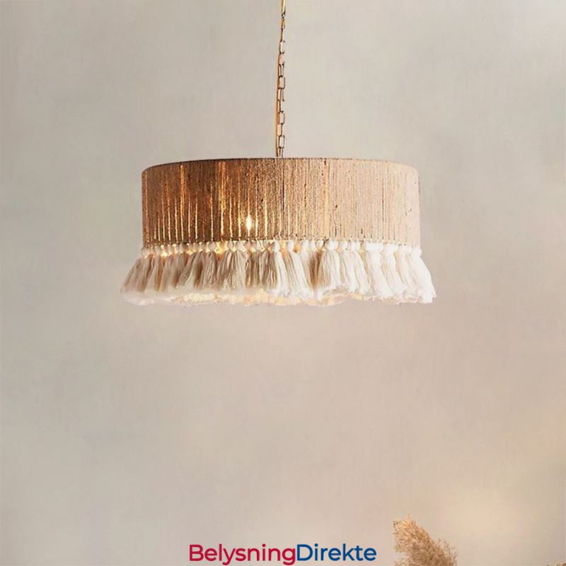 Retro Pendellampe I Bohemsk Stil Med Hamptau Og Dusktak