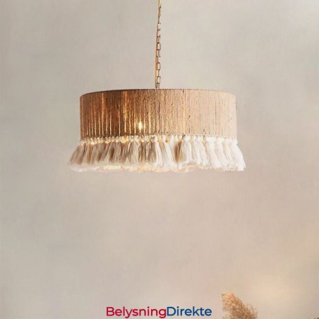 Retro Pendellampe I Bohemsk Stil Med Hamptau Og Dusktak