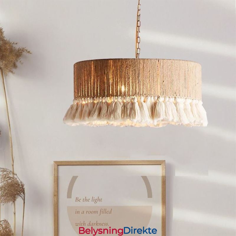 Retro Pendellampe I Bohemsk Stil Med Hamptau Og Dusktak