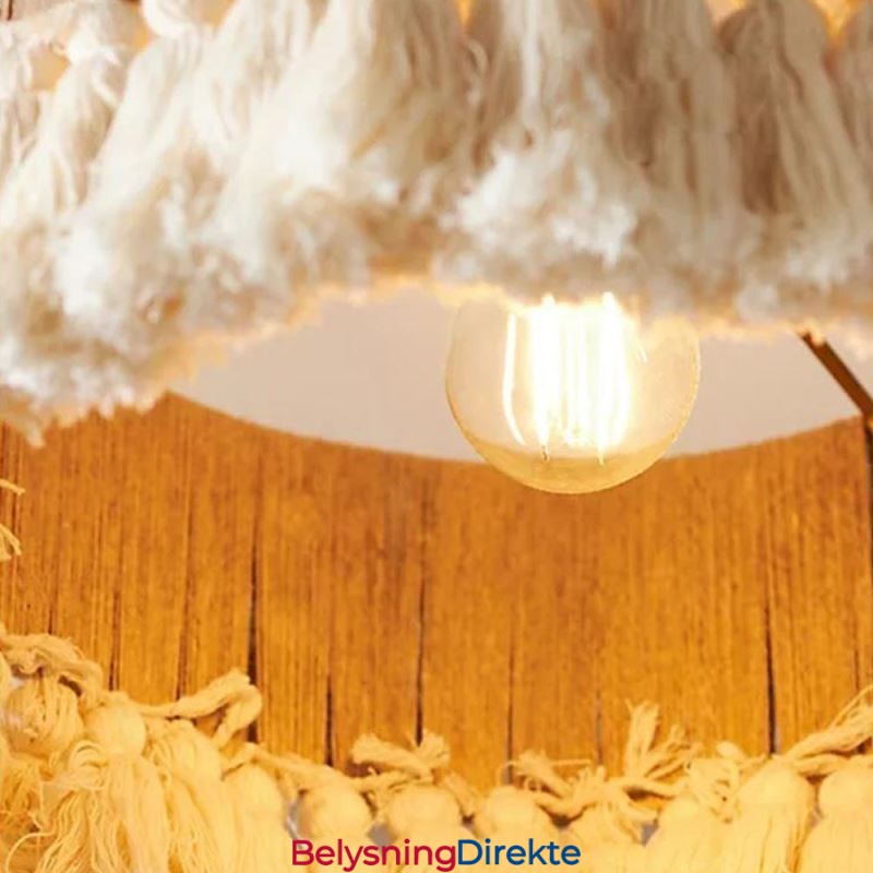 Retro Pendellampe I Bohemsk Stil Med Hamptau Og Dusktak