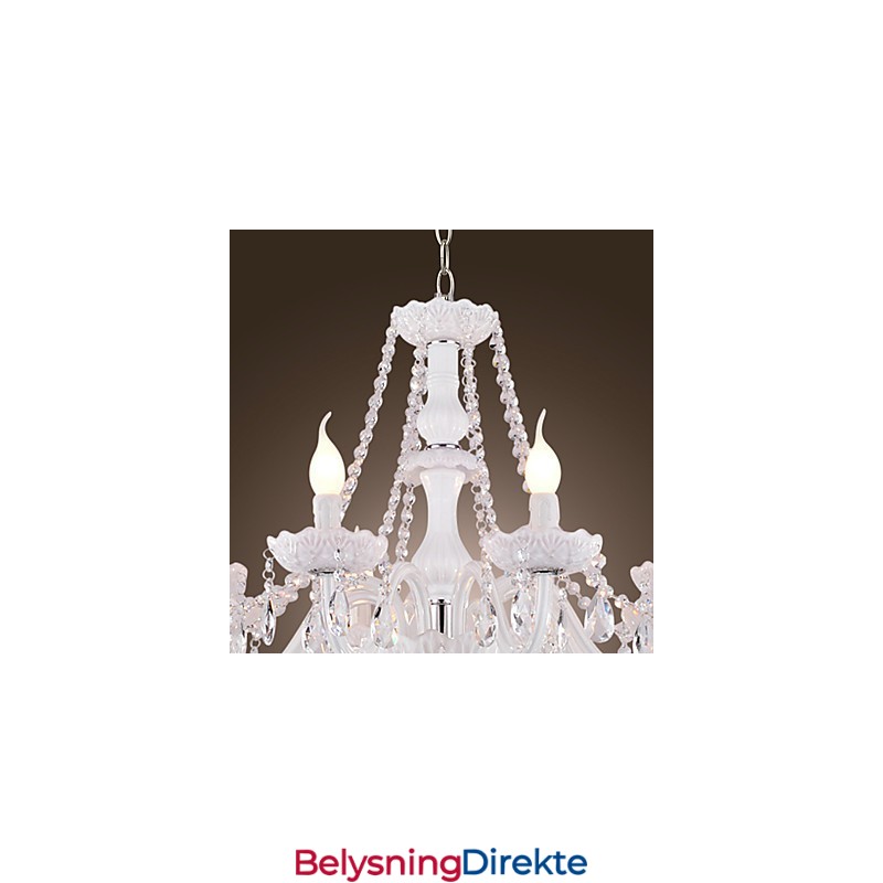 Lysekrone Hvit Krystall Moderne Livsstil 8 Lys