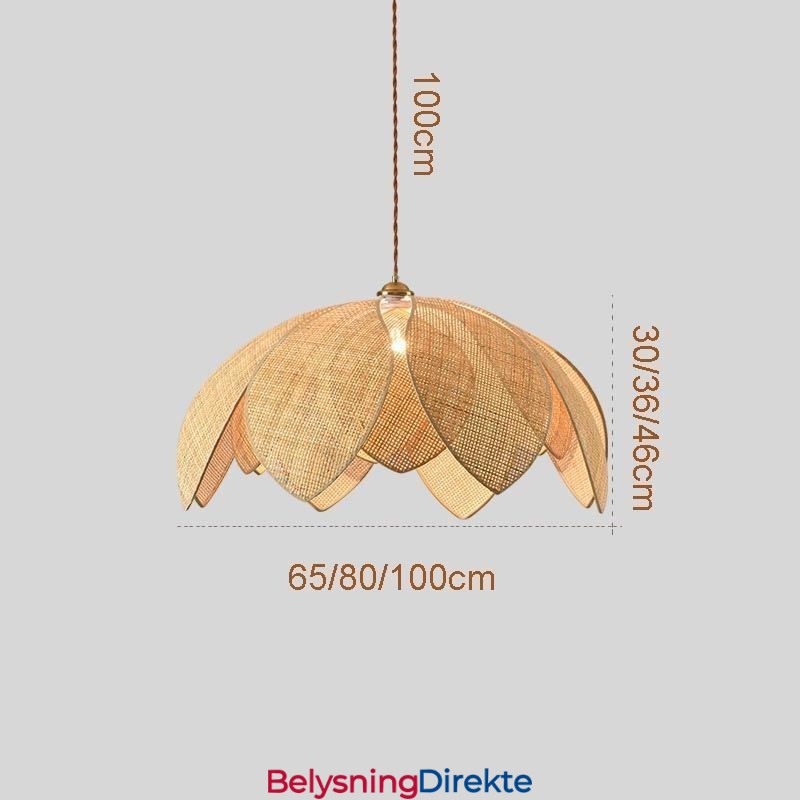 Rattan Lotus Pendellampe Kafé Retro Rattan Kunst Taklampe