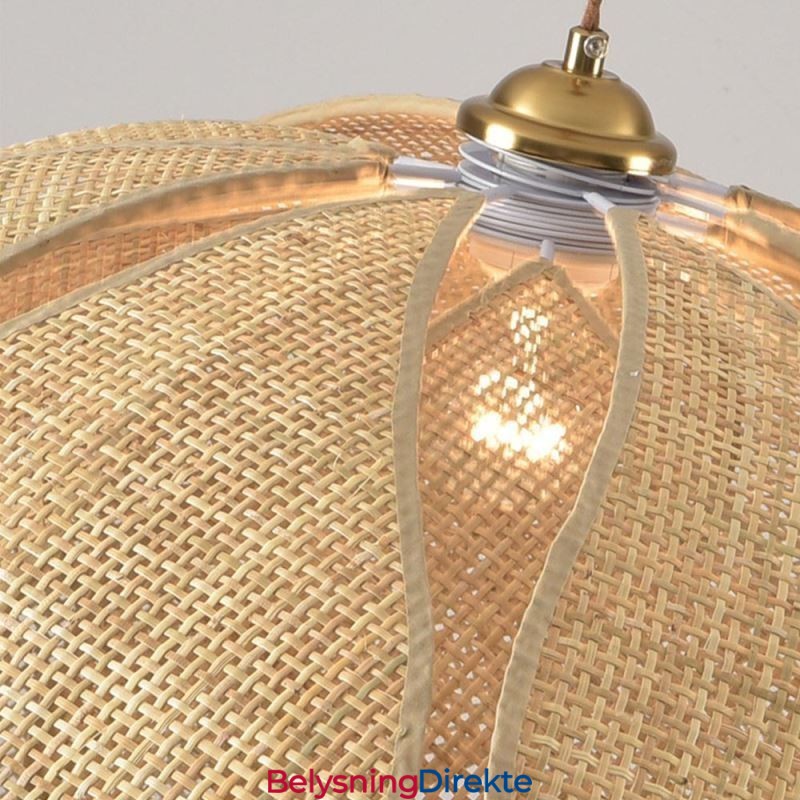 Rattan Lotus Pendellampe Kafé Retro Rattan Kunst Taklampe
