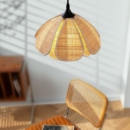 Rattan Pendellampe Retro Rotting Taklampe