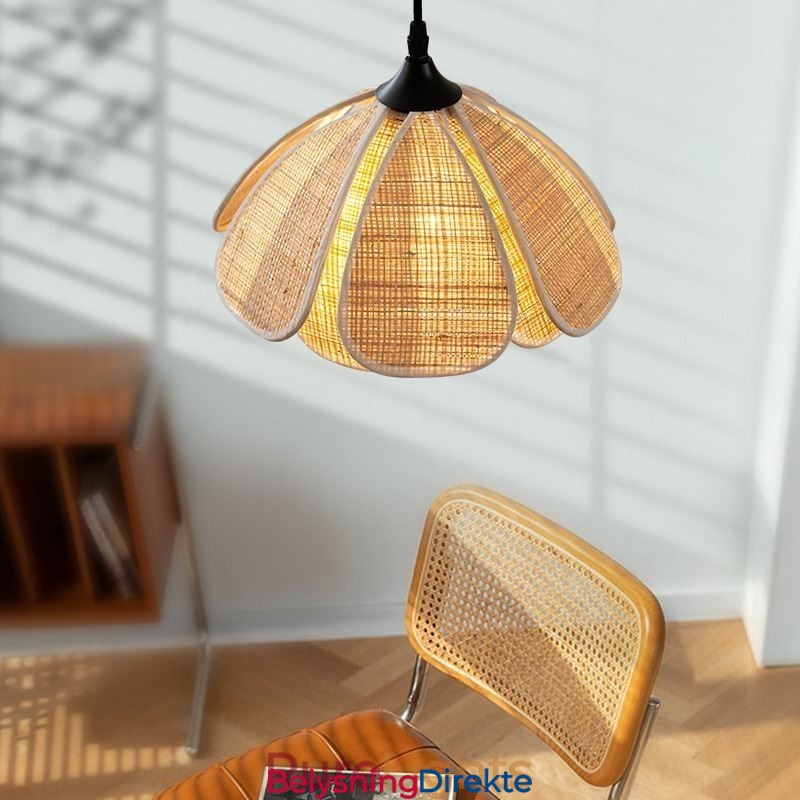 Rattan Pendellampe Retro Rotting Taklampe