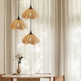 Rattan Pendellampe Retro Rotting Taklampe