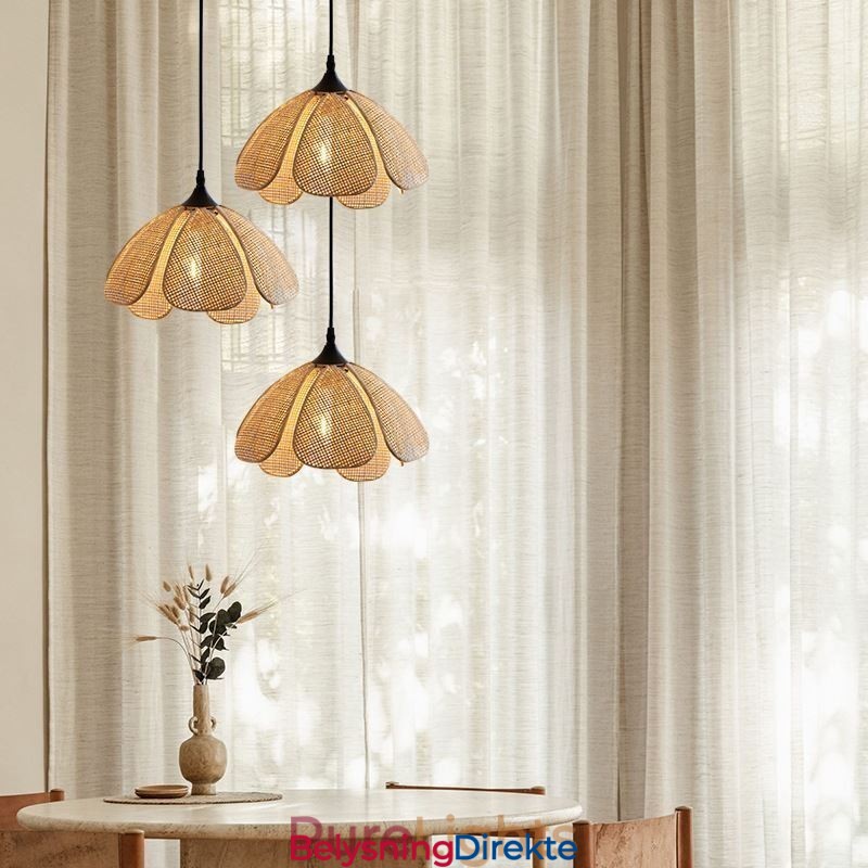 Rattan Pendellampe Retro Rotting Taklampe