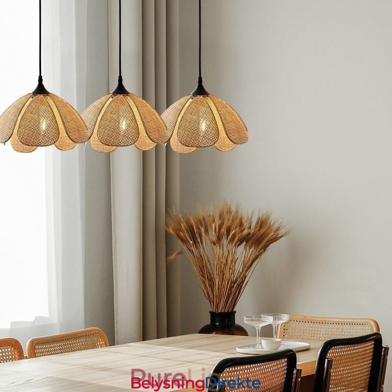 Rattan Pendellampe Retro Rotting Taklampe