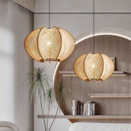Nordisk Pendellampe I Retrostil I Wabi Sabi-Stil, Håndlaget Taklampe I Heltre
