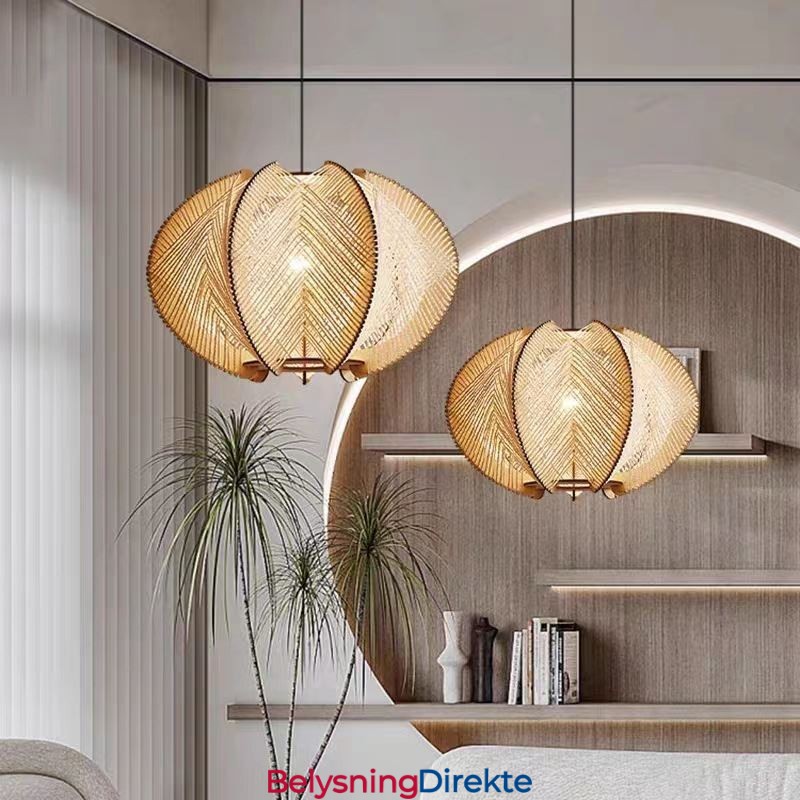 Nordisk Pendellampe I Retrostil I Wabi Sabi-Stil, Håndlaget Taklampe I Heltre