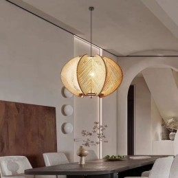 Nordisk Pendellampe I Retrostil I Wabi Sabi-Stil, Håndlaget Taklampe I Heltre