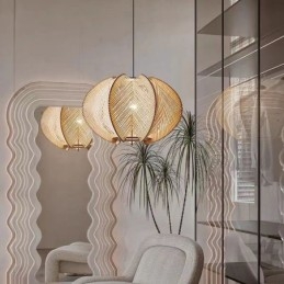 Nordisk Pendellampe I Retrostil I Wabi Sabi-Stil, Håndlaget Taklampe I Heltre
