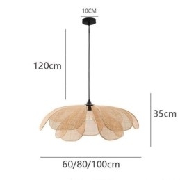 Rotting Petal Pendellampe Wabi Sabi-Stil Håndvevd Rottingtaklampe