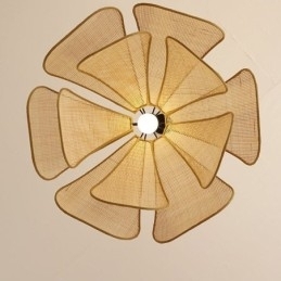 Rotting Petal Pendellampe Wabi Sabi-Stil Håndvevd Rottingtaklampe