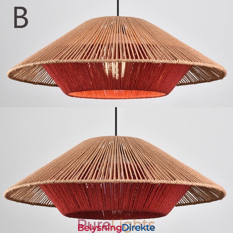 Håndvevd Taklampe I Hamptau