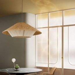 Håndvevd Taklampe I Hamptau