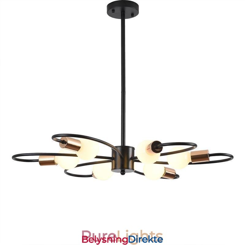 Rustikk Lysekrone Med 6 Lys, Klassisk Taklampe Med Kronblader