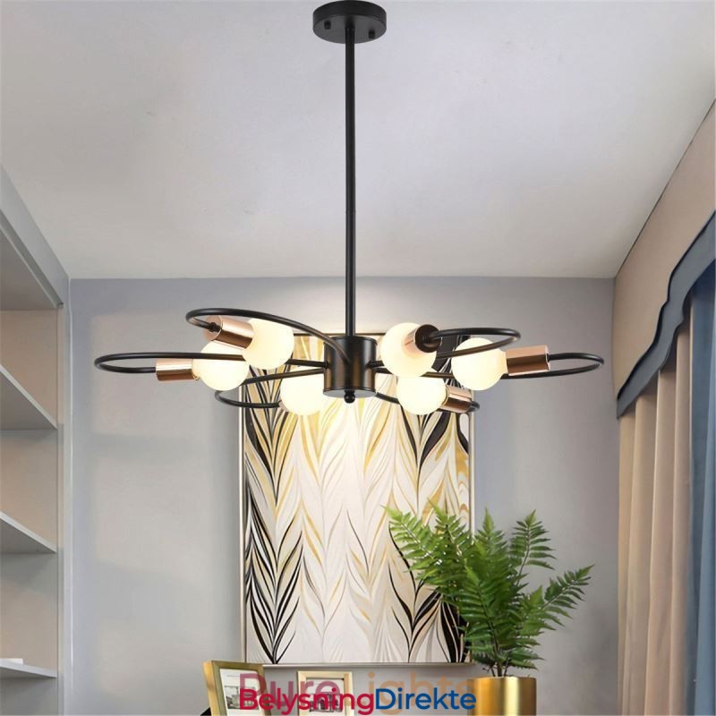 Rustikk Lysekrone Med 6 Lys, Klassisk Taklampe Med Kronblader