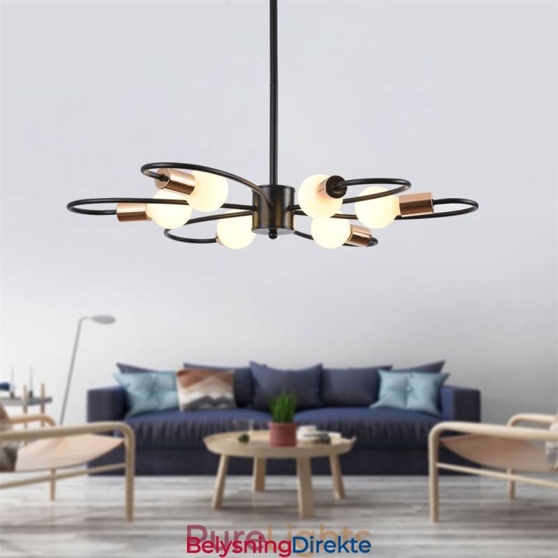 Rustikk Lysekrone Med 6 Lys, Klassisk Taklampe Med Kronblader