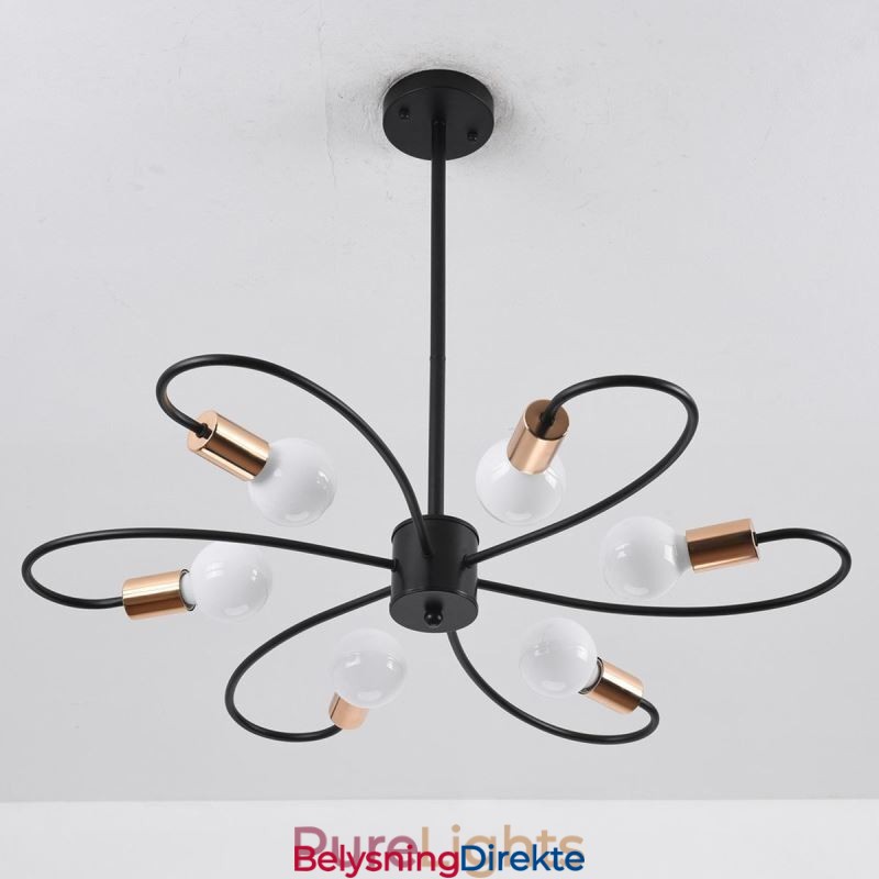 Rustikk Lysekrone Med 6 Lys, Klassisk Taklampe Med Kronblader