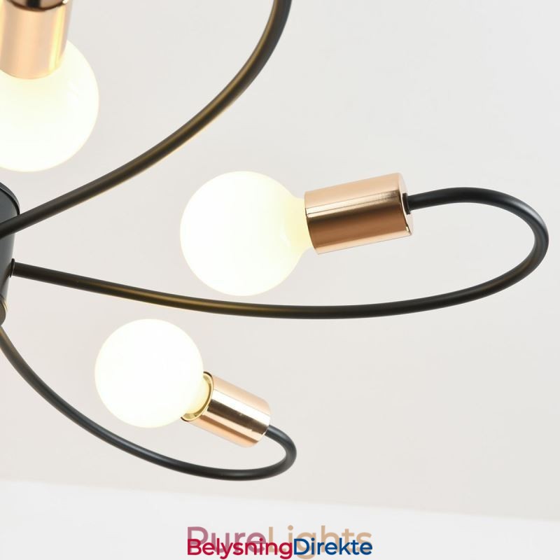 Rustikk Lysekrone Med 6 Lys, Klassisk Taklampe Med Kronblader