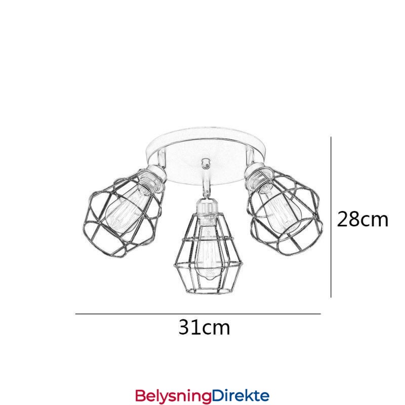 Industriell Taklampe Med Innfelt Tak Og 3 Lys