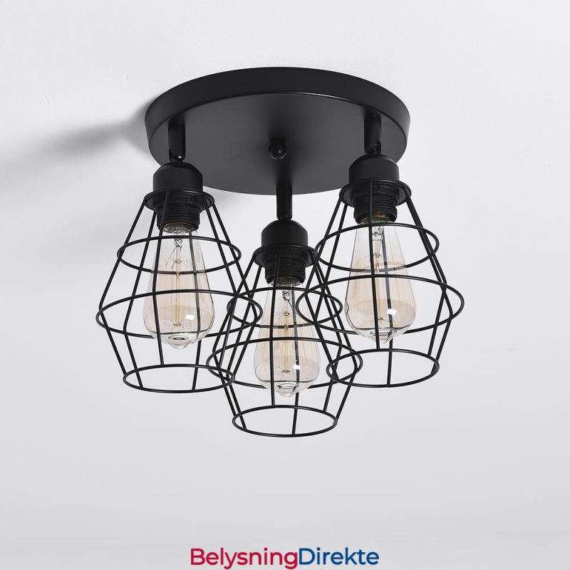 Industriell Taklampe Med Innfelt Tak Og 3 Lys
