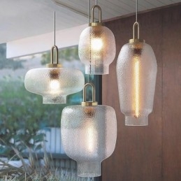 Moderne Minimalistisk Smijerns Taklampe I Frostet Glass
