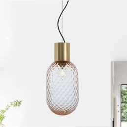Rutenett Glass Pendellampe Moderne Jern Enkel Taklampe