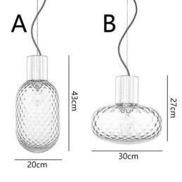 Rutenett Glass Pendellampe Moderne Jern Enkel Taklampe