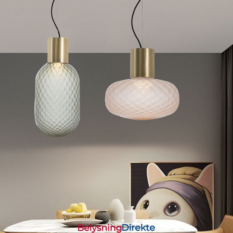 Rutenett Glass Pendellampe Moderne Jern Enkel Taklampe