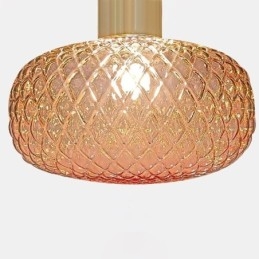 Rutenett Glass Pendellampe Moderne Jern Enkel Taklampe