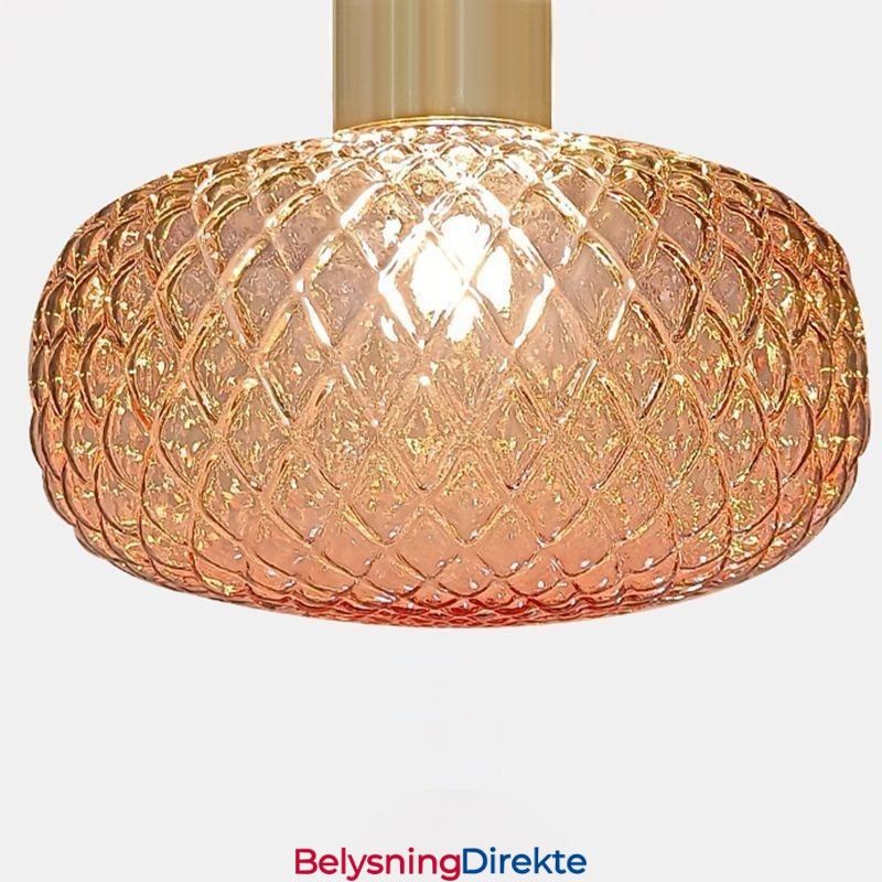 Rutenett Glass Pendellampe Moderne Jern Enkel Taklampe