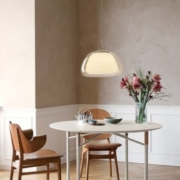 Moderne, Enkel Taklampe I Klart Glass Med Pudding