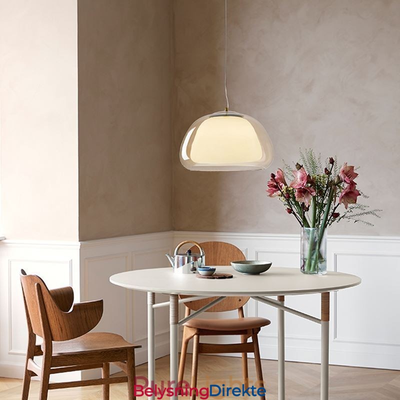 Moderne, Enkel Taklampe I Klart Glass Med Pudding