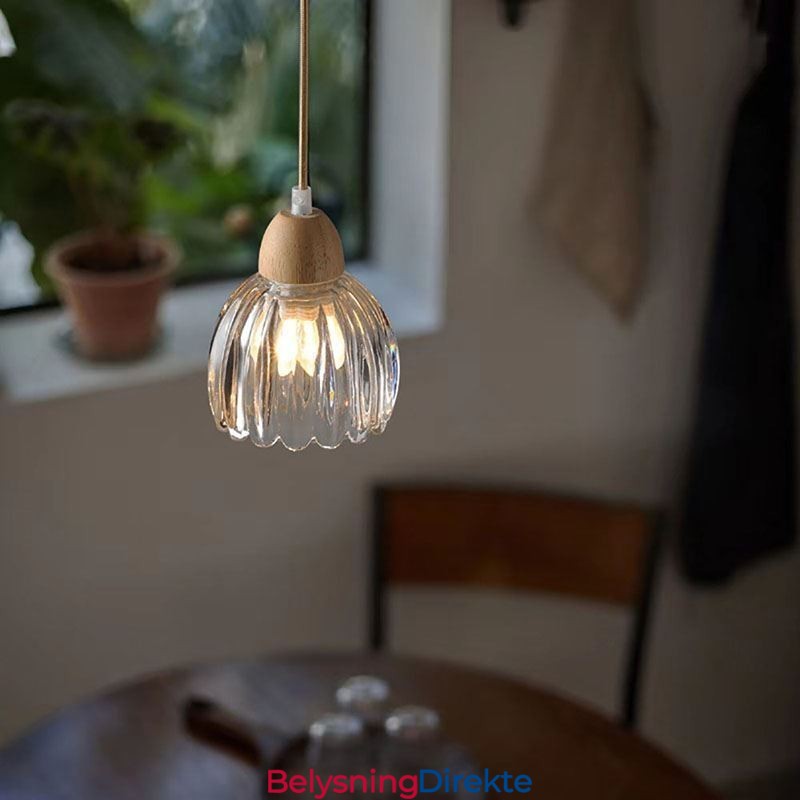Pendellampe I Glass, Retro, Pastoral Stil, Taklampe I Gummitre, Dekorativ Lampe