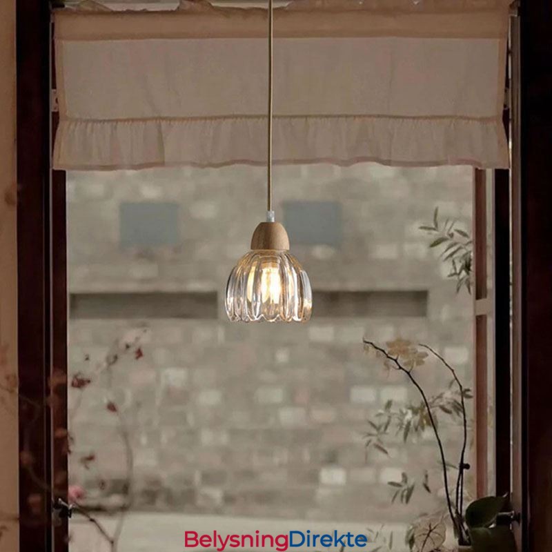 Pendellampe I Glass, Retro, Pastoral Stil, Taklampe I Gummitre, Dekorativ Lampe