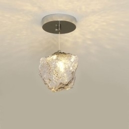 Glass Pendellampe Retro Dekorativ Lampe Isbitformet Lampeskjerm