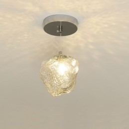 Glass Pendellampe Retro Dekorativ Lampe Isbitformet Lampeskjerm