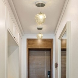 Glass Pendellampe Retro Dekorativ Lampe Isbitformet Lampeskjerm