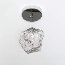 Glass Pendellampe Retro Dekorativ Lampe Isbitformet Lampeskjerm