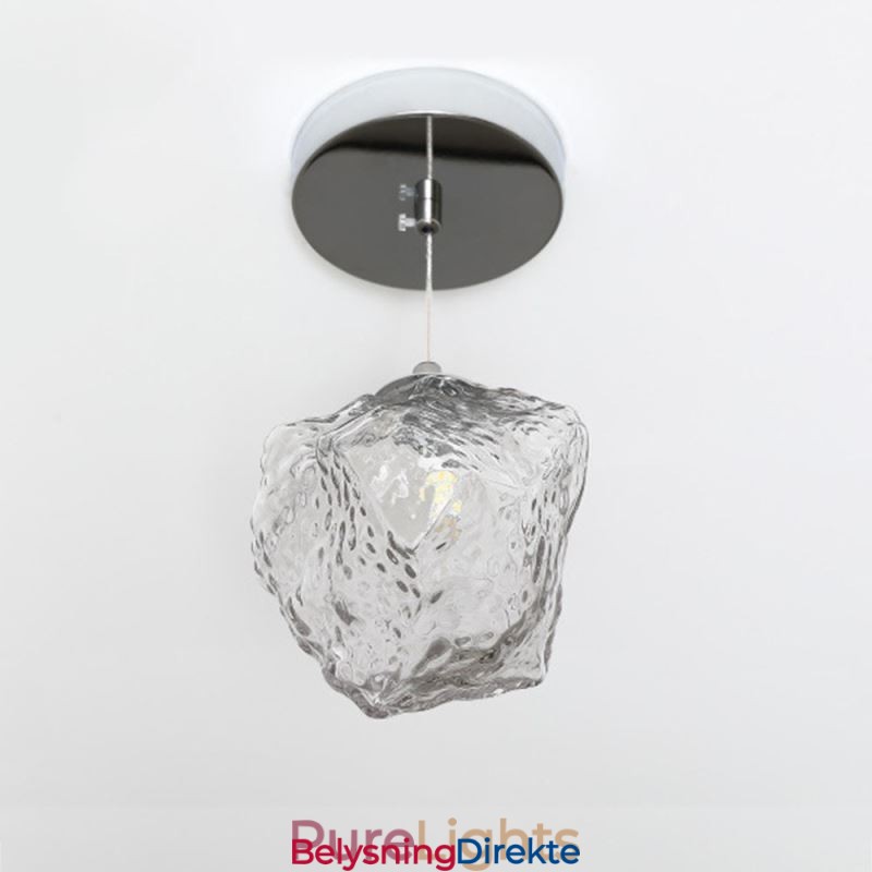 Glass Pendellampe Retro Dekorativ Lampe Isbitformet Lampeskjerm