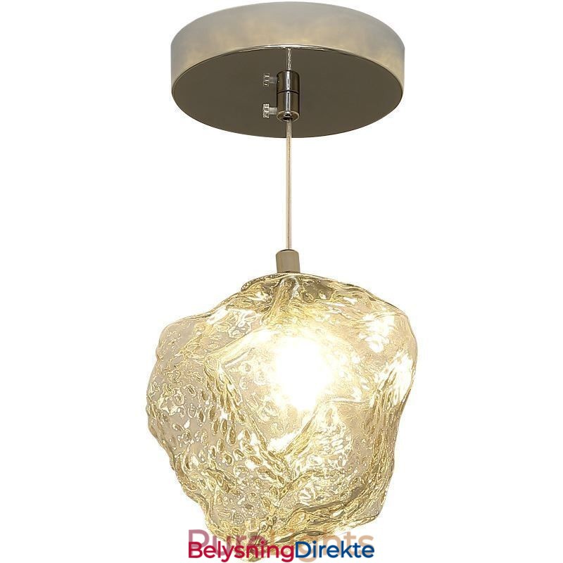 Glass Pendellampe Retro Dekorativ Lampe Isbitformet Lampeskjerm