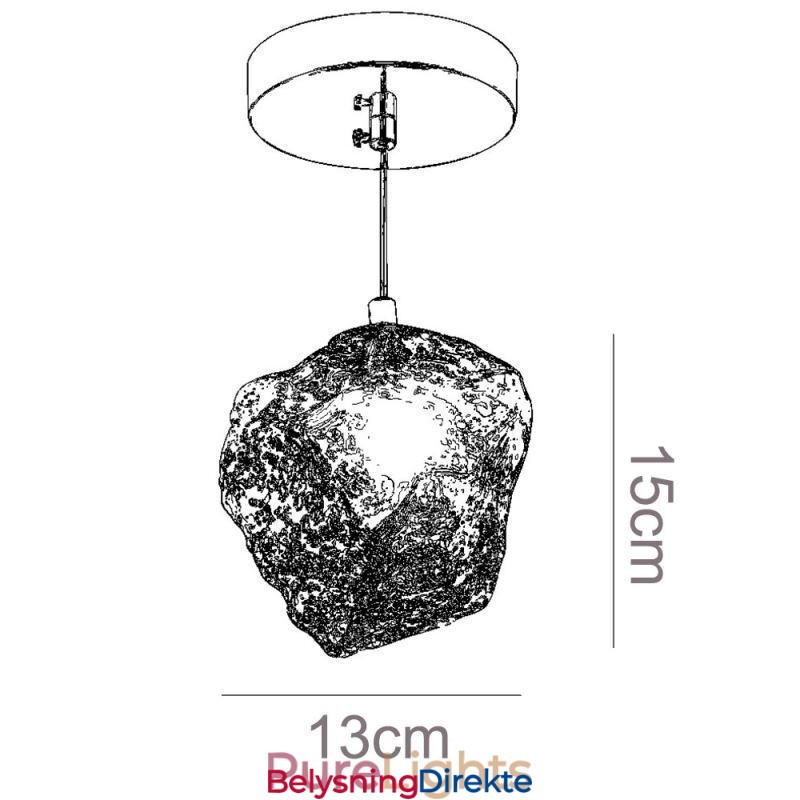 Glass Pendellampe Retro Dekorativ Lampe Isbitformet Lampeskjerm