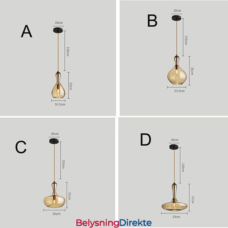 Nordisk Glass Pendellampe Med Ravskjerm Og Taklampe