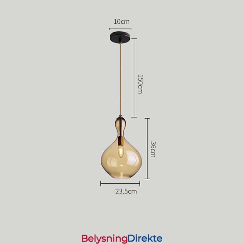 Nordisk Glass Pendellampe Med Ravskjerm Og Taklampe