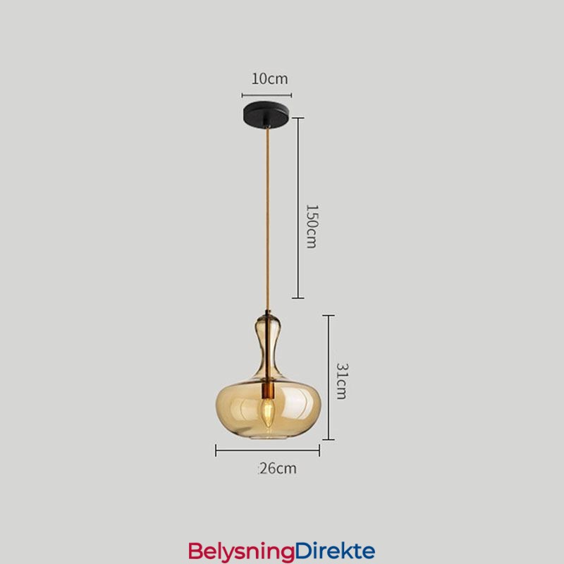 Nordisk Glass Pendellampe Med Ravskjerm Og Taklampe
